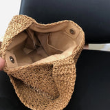Bohemia Rattan Bucket Shoulder Bag Women's Straw Beach Bag