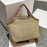 Vintage Straw Basket Beach Bag Rattan Shopping Handle Bag