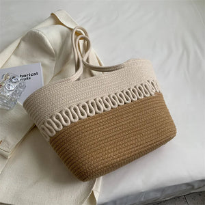 Summer Woven Straw Handbag Women Large Capacity Tote Shopping Handle Bags