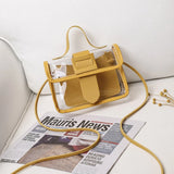 Summer & Autumn Jelly Square Bag, Big Pin Buckle Messenger Bag