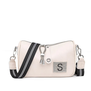 Summer Cowhide Shoulder Bag Tassel Crossbody Bag for Women