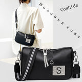 Summer Cowhide Shoulder Bag Tassel Crossbody Bag for Women