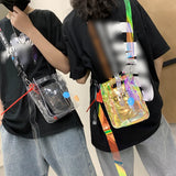 Summer Laser Shoulder Bag for Women Transparent Mobile Phone Bag