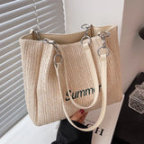Summer Straw Shoulder Bag Women's Woven Tote Handbag Large Capacity