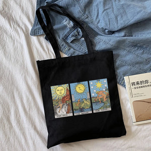 Sun God Vintage Female Canvas Bag Large Capacity Fun Cartoon Casual Shopping Bag