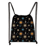 Sun/Moon Print Drawstring Bag Girls School Backpack Ladies Eco-friendly