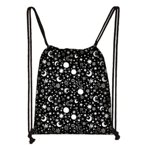 Sun/Moon Print Drawstring Bag Girls School Backpack Ladies Eco-friendly