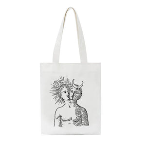 Sun Myth Print Casual Female Bag Ins Cartoon Fun Zipper Women Shoulder Bags