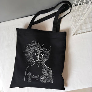 Sun Myth Print Casual Female Bag Ins Cartoon Fun Zipper Women Shoulder Bags