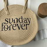 Summer Straw Handbag Round Tote Travel Beach Bag