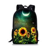 Sunflower Pattern Print School Bags Daily Travel Climbing Durable Backpack