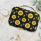 Sunflower Print Jewelry Box Travel Cosmetics Organizer