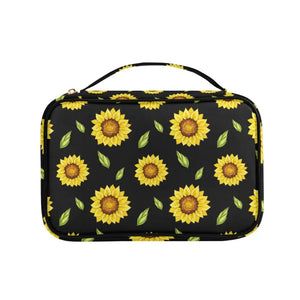 Sunflower Print Jewelry Box Travel Cosmetics Organizer