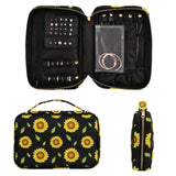 Sunflower Print Jewelry Box Travel Cosmetics Organizer
