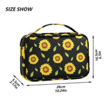 Sunflower Print Jewelry Box Travel Cosmetics Organizer
