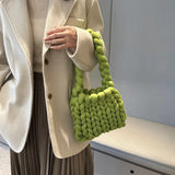 Coarse Wool Hand Woven Winter Girl Top-handle Handbag