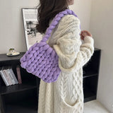 Coarse Wool Hand Woven Winter Girl Top-handle Handbag