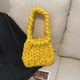 Coarse Wool Hand Woven Winter Girl Top-handle Handbag