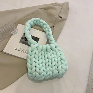 Coarse Wool Hand Woven Winter Girl Top-handle Handbag