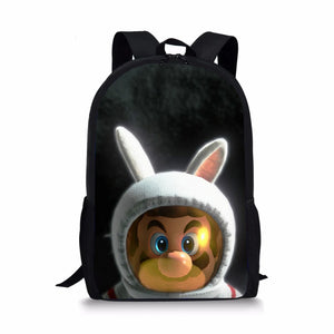 Mario Print School Bags Daily Travel Climbing Backpack Kids Knapsack