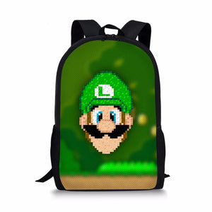 Mario Print School Bags Daily Travel Climbing Backpack Kids Knapsack