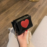 Heart Chain Crossbody Bag for Women Box Flap Clutch Purse