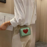 Heart Chain Crossbody Bag for Women Box Flap Clutch Purse