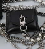 Double Chain PU Leather Waist Belt With Lipstick Bag Women
