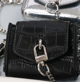 Double Chain PU Leather Waist Belt With Lipstick Bag Women