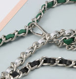 Double Chain PU Leather Waist Belt With Lipstick Bag Women