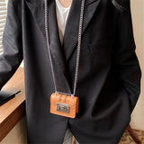 Square Crossbody Bag Lipstick Box PU Leather Shoulder Bag