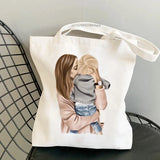 Family Casual Large Shoulder Canvas Handbag