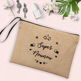Nounou Printed Cosmetic Bag Linen Zipper Pouch for Women