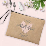 Nounou Printed Cosmetic Bag Linen Zipper Pouch for Women