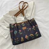 Vintage Printing Flowers Top Women Shoulder Shopping Bags Women's Handbags Purse