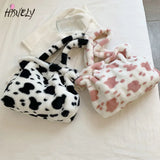 Fire Cow Pattern Bag Hong Kong Plush Tote Bag Large Capacity Handbag