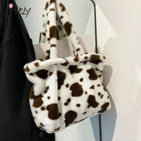 Fire Cow Pattern Bag Hong Kong Plush Tote Bag Large Capacity Handbag