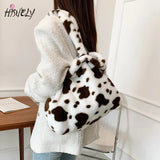 Fire Cow Pattern Bag Hong Kong Plush Tote Bag Large Capacity Handbag