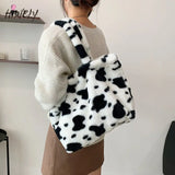 Fire Cow Pattern Bag Hong Kong Plush Tote Bag Large Capacity Handbag
