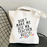 Funny Teacher Voice Printed Tote Bag - Harajuku Shopper Handbag