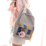 Striped Lady Backpacks Canvas Travel Bag Double Shoulder Backbags