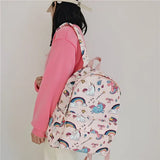 Harajuku Unicorn Print Women Backpack Student School Bag
