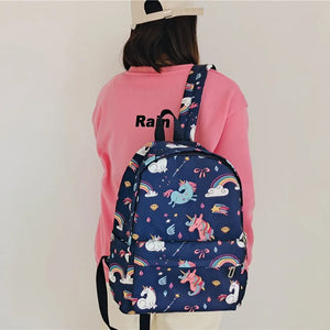 Harajuku Unicorn Print Women Backpack Student School Bag