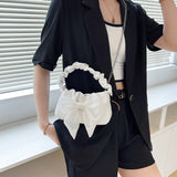 Sweet Bow Women's Shoulder Bags Lovely Girls Top-handle Bags Solid Pu Leather Cr