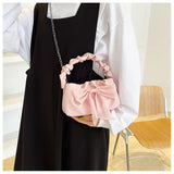 Sweet Bow Women's Shoulder Bags Lovely Girls Top-handle Bags Solid Pu Leather Cr