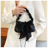 Sweet Bow Women's Shoulder Bags Lovely Girls Top-handle Bags Solid Pu Leather Cr
