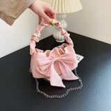 Sweet Bow Women's Shoulder Bags Lovely Girls Top-handle Bags Solid Pu Leather Cr