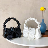 Sweet Bow Women Underarm Bag Pleated Handle Female Small Shoulder Bags Handbags