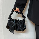 Sweet Bow Women Underarm Bag Pleated Handle Female Small Shoulder Bags Handbags