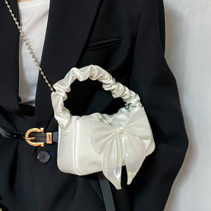 Sweet Bow Women Underarm Bag Pleated Handle Female Small Shoulder Bags Handbags